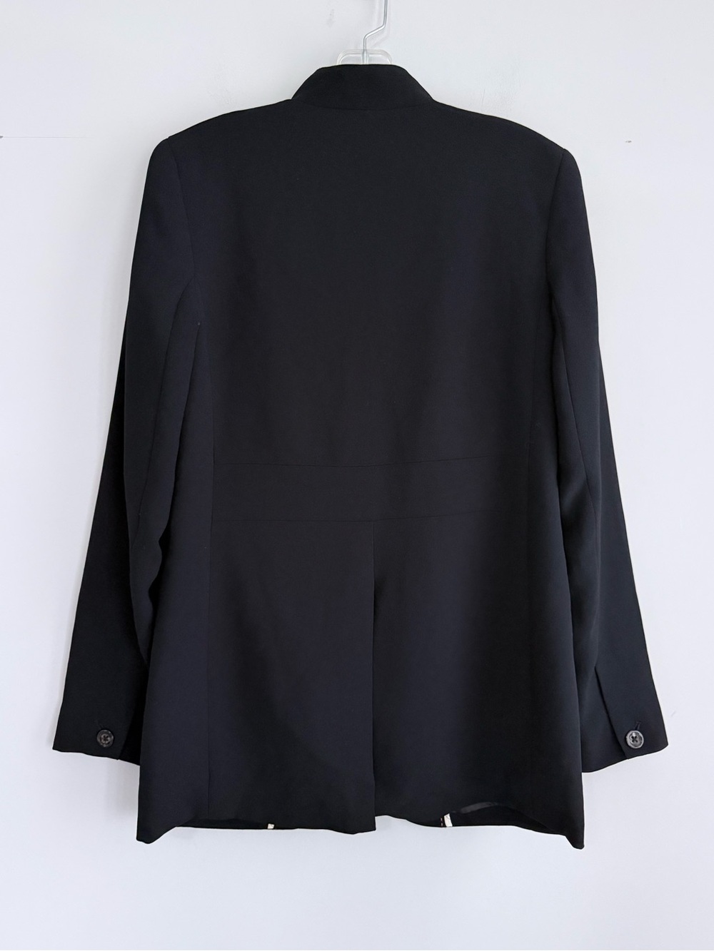 Anthropologie Essential Boyfriend Blazer Black Tuxedo Satin Trim Jacket Size 0 - Picture 5 of 16